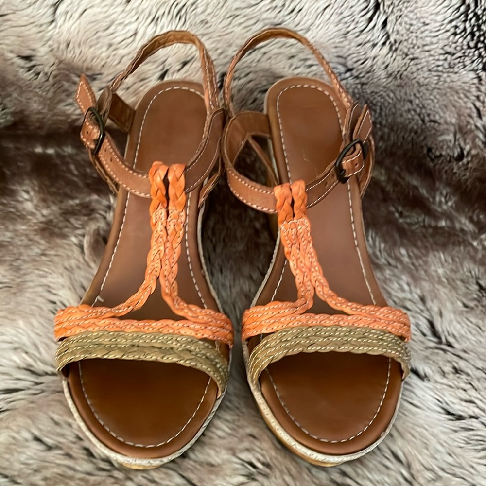 Kellie & Katie Strappy Wedge Sandals size 7.5/38 - Picture 1 of 9